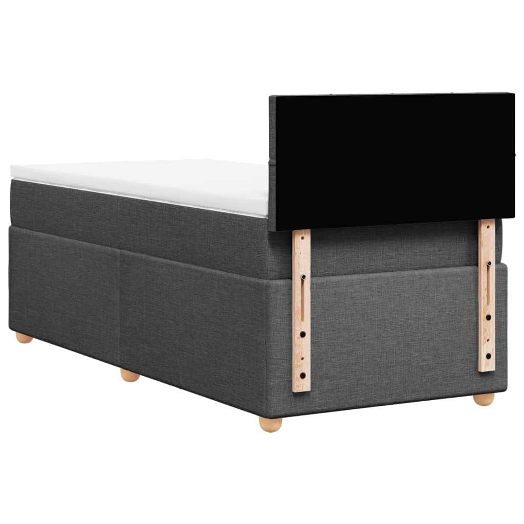 Krevet box spring s madracem tamnosivi za 1 osobu tkanine