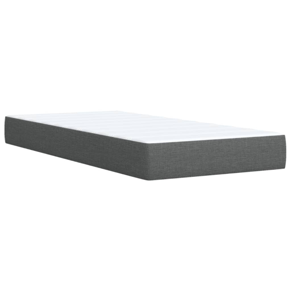 Krevet box spring s madracem tamnosivi za 1 osobu tkanine