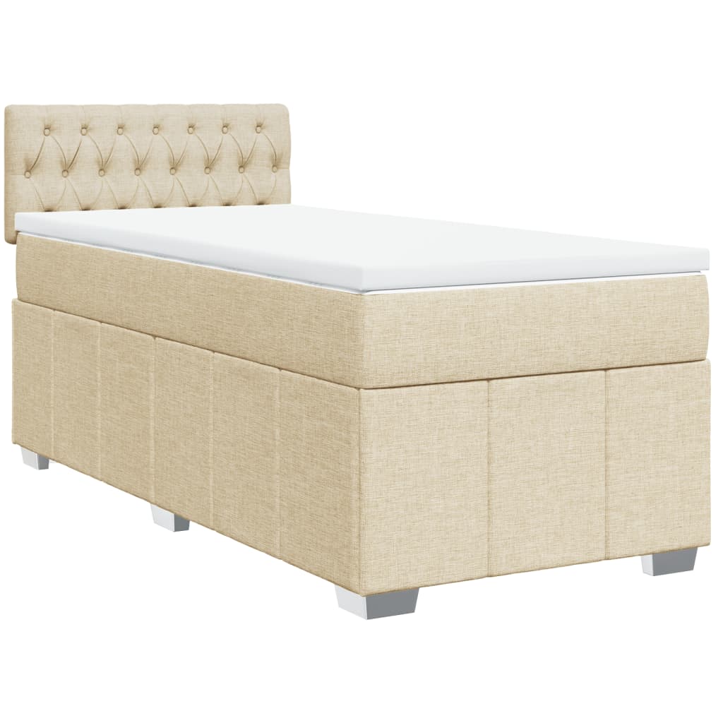 Krevet s oprugama i madracem krem 90 x 200 cm od tkanine