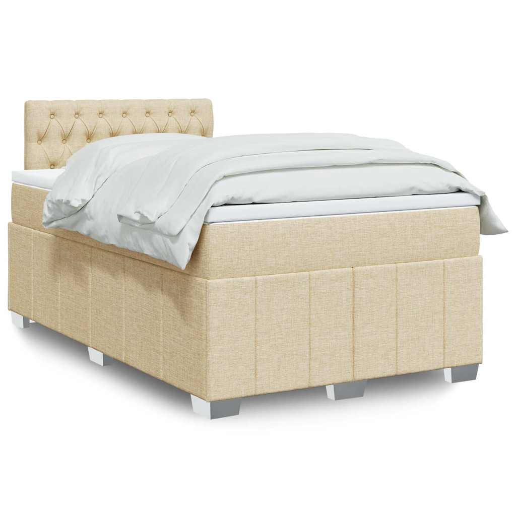 Krevet s oprugama i madracem krem 120 x 200 cm od tkanine