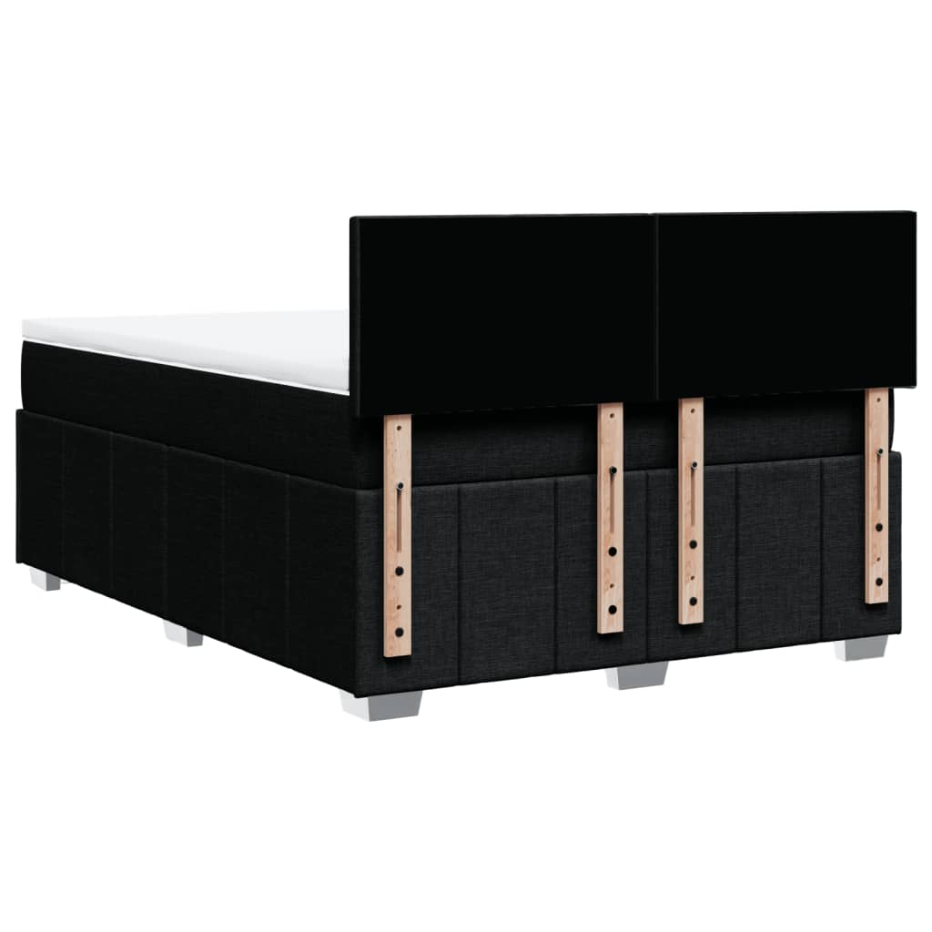 Krevet s oprugama i madracem crni 140 x 190 cm od tkanine
