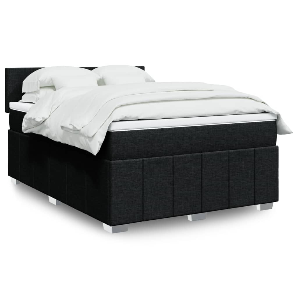 Krevet s oprugama i madracem crni 140 x 190 cm od tkanine