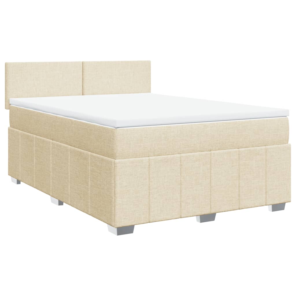 Krevet s oprugama i madracem krem 140 x 190 cm od tkanine