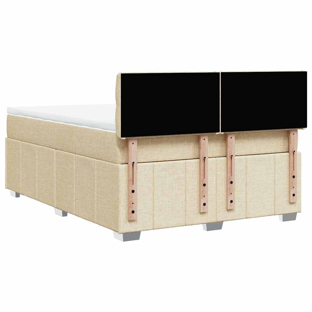 Krevet s oprugama i madracem krem 140 x 190 cm od tkanine