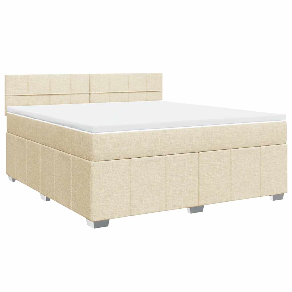 Krevet s oprugama i madracem krem 180x200 cm od tkanine