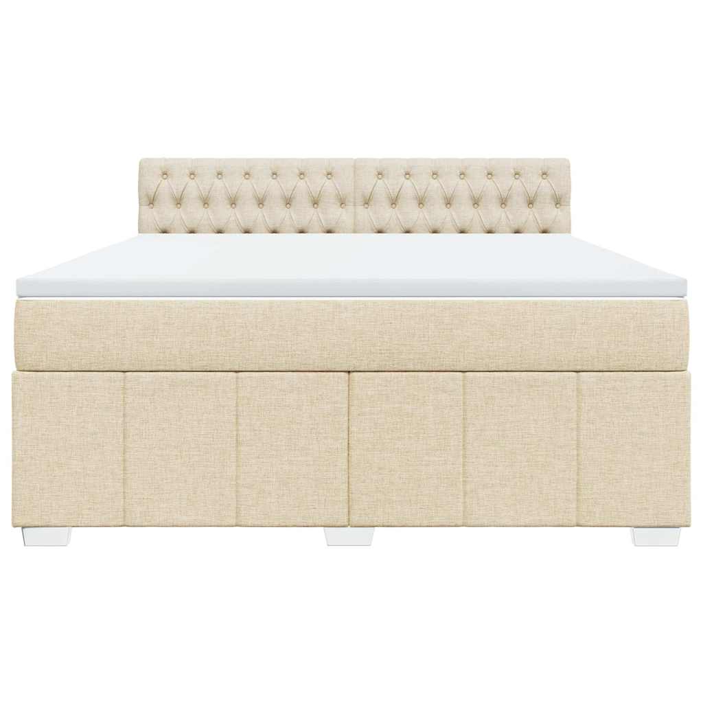 Krevet s oprugama i madracem krem 180x200 cm od tkanine