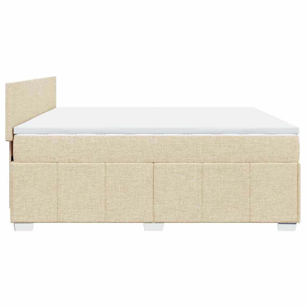 Krevet s oprugama i madracem krem 200 x 200 cm od tkanine