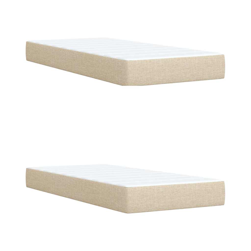 Krevet s oprugama i madracem krem 200 x 200 cm od tkanine
