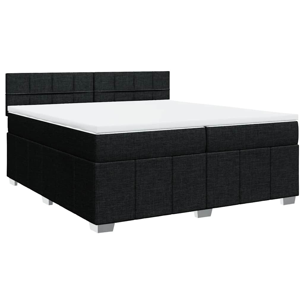 Krevet s oprugama i madracem crni 200x200 cm od tkanine
