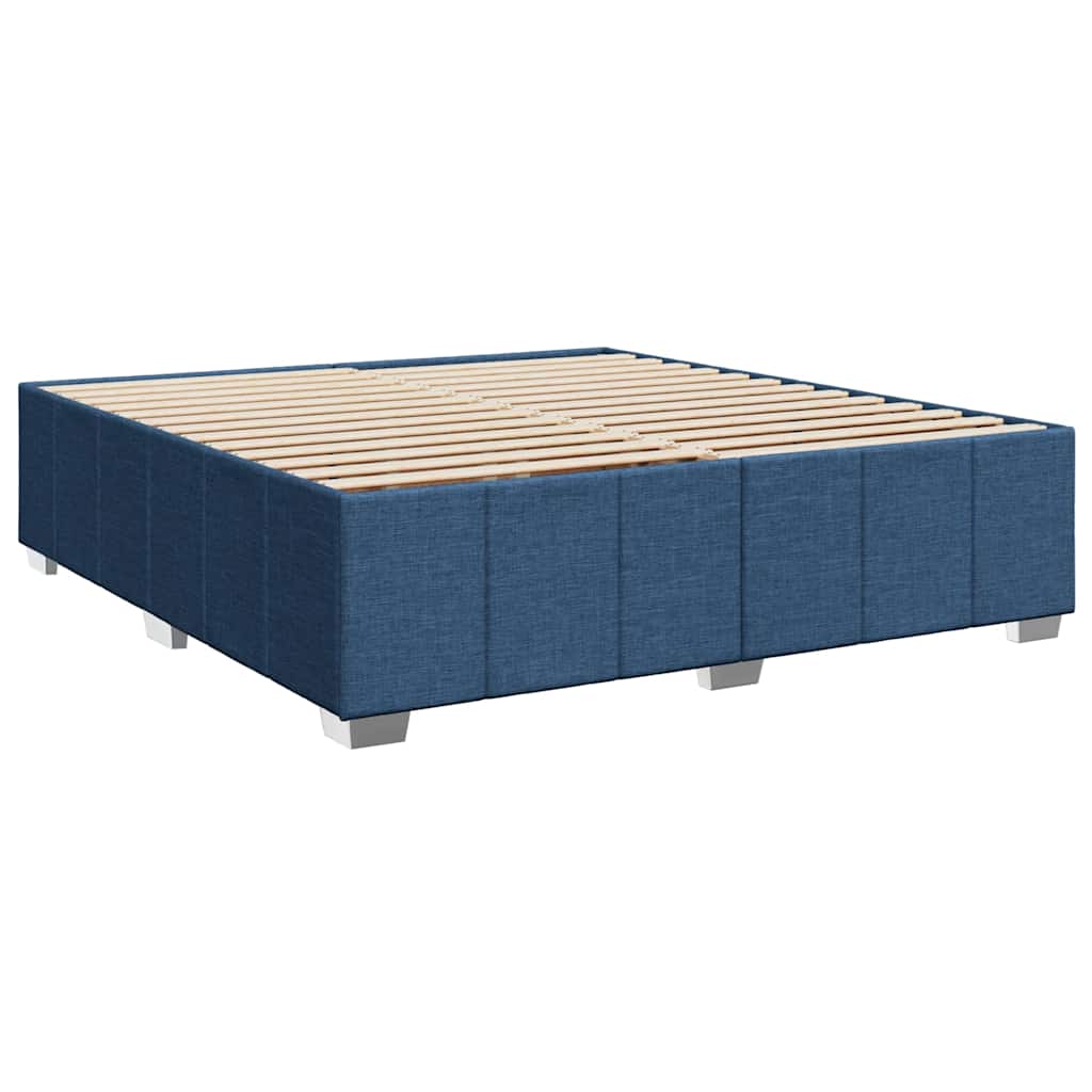 Krevet s oprugama i madracem plavi 200 x 200 cm od tkanine