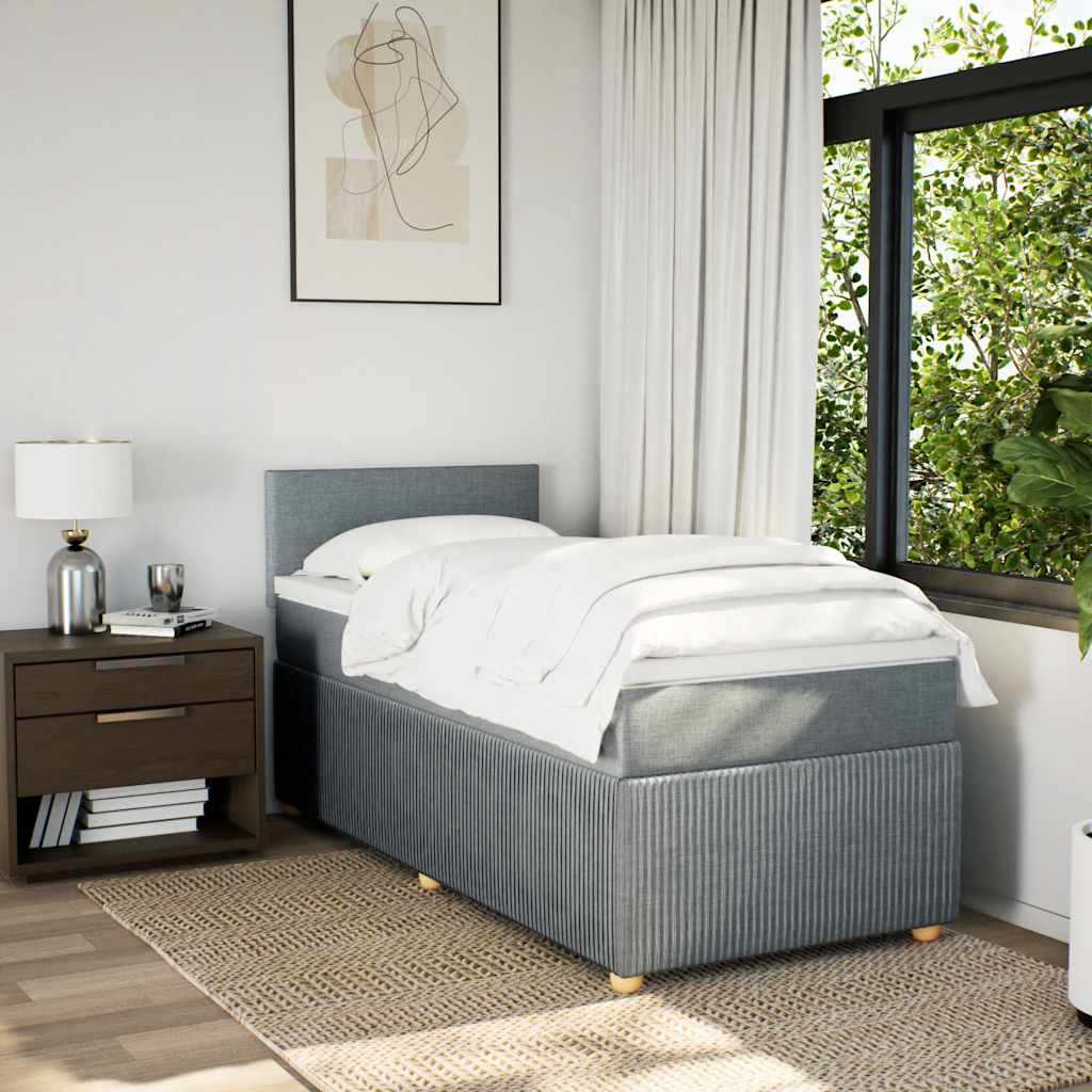 Box spring krevet s madracem svjetlosivi 90x190 cm od tkanine
