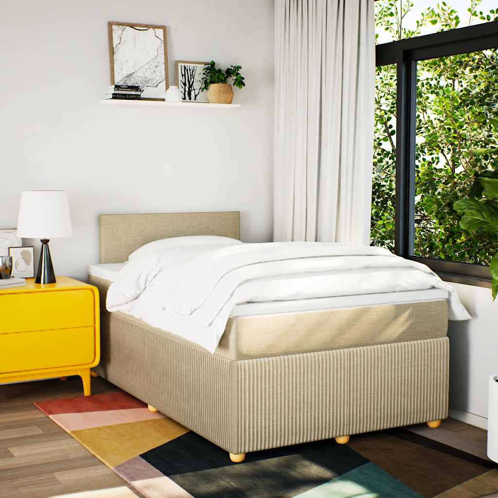 Krevet box spring s madracem krem 120 x 190 cm od tkanine