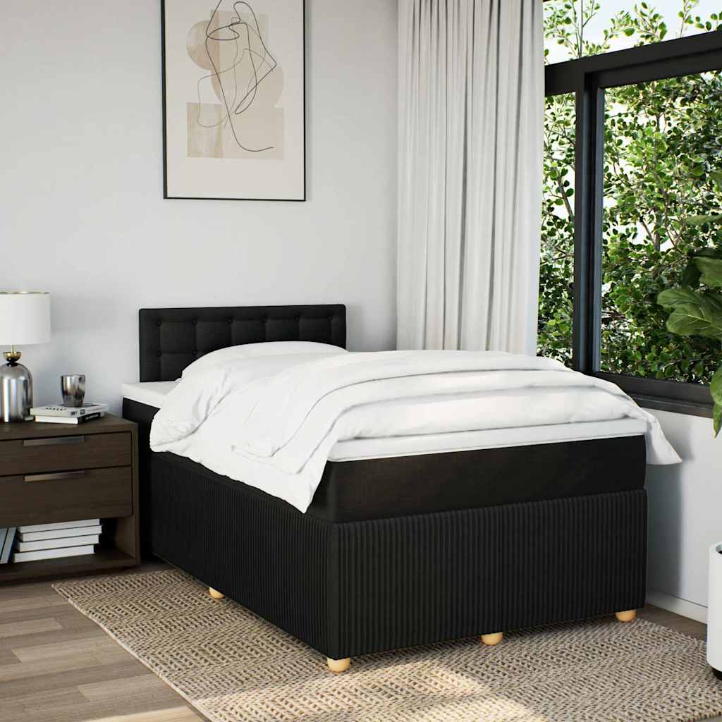 Krevet box spring s madracem crni 120 x 190 cm od tkanine