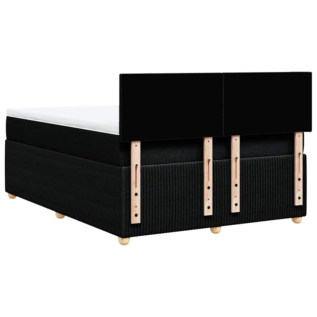 Krevet s oprugama i madracem crni 140 x 190 cm od tkanine