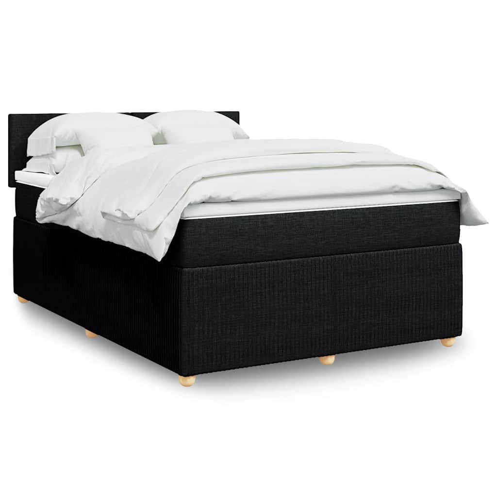 Krevet s oprugama i madracem crni 140 x 190 cm od tkanine