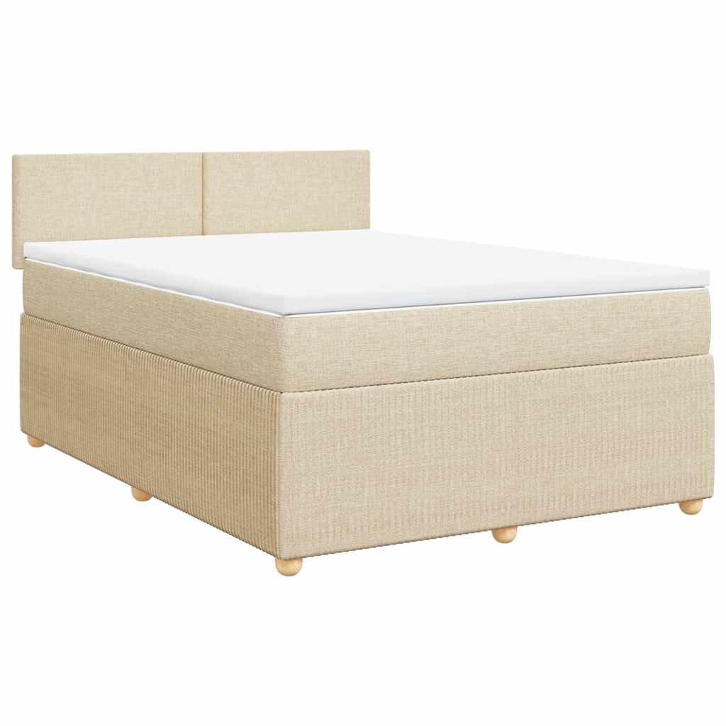 Krevet s oprugama i madracem krem 140 x 190 cm od tkanine