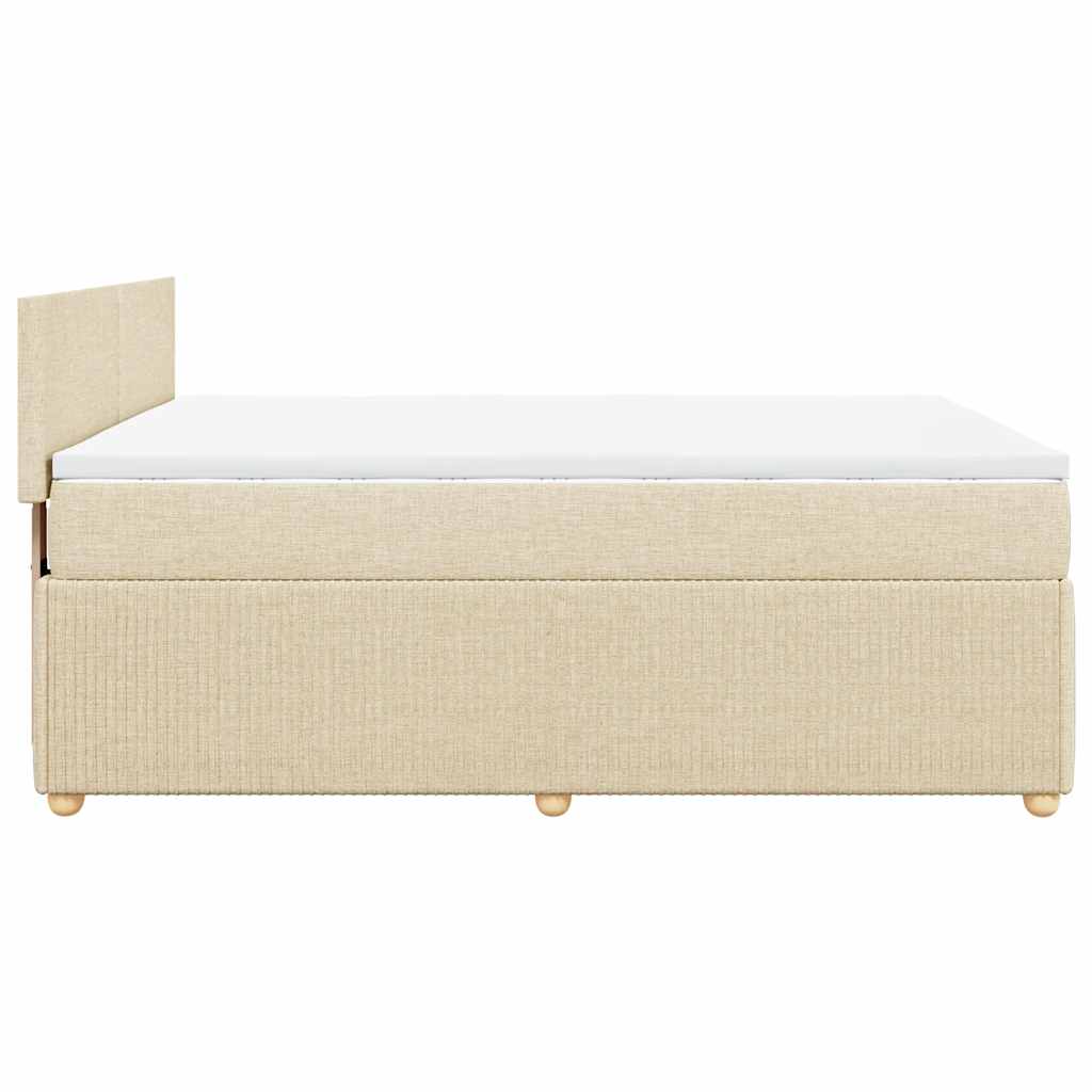 Krevet s oprugama i madracem krem 140 x 190 cm od tkanine