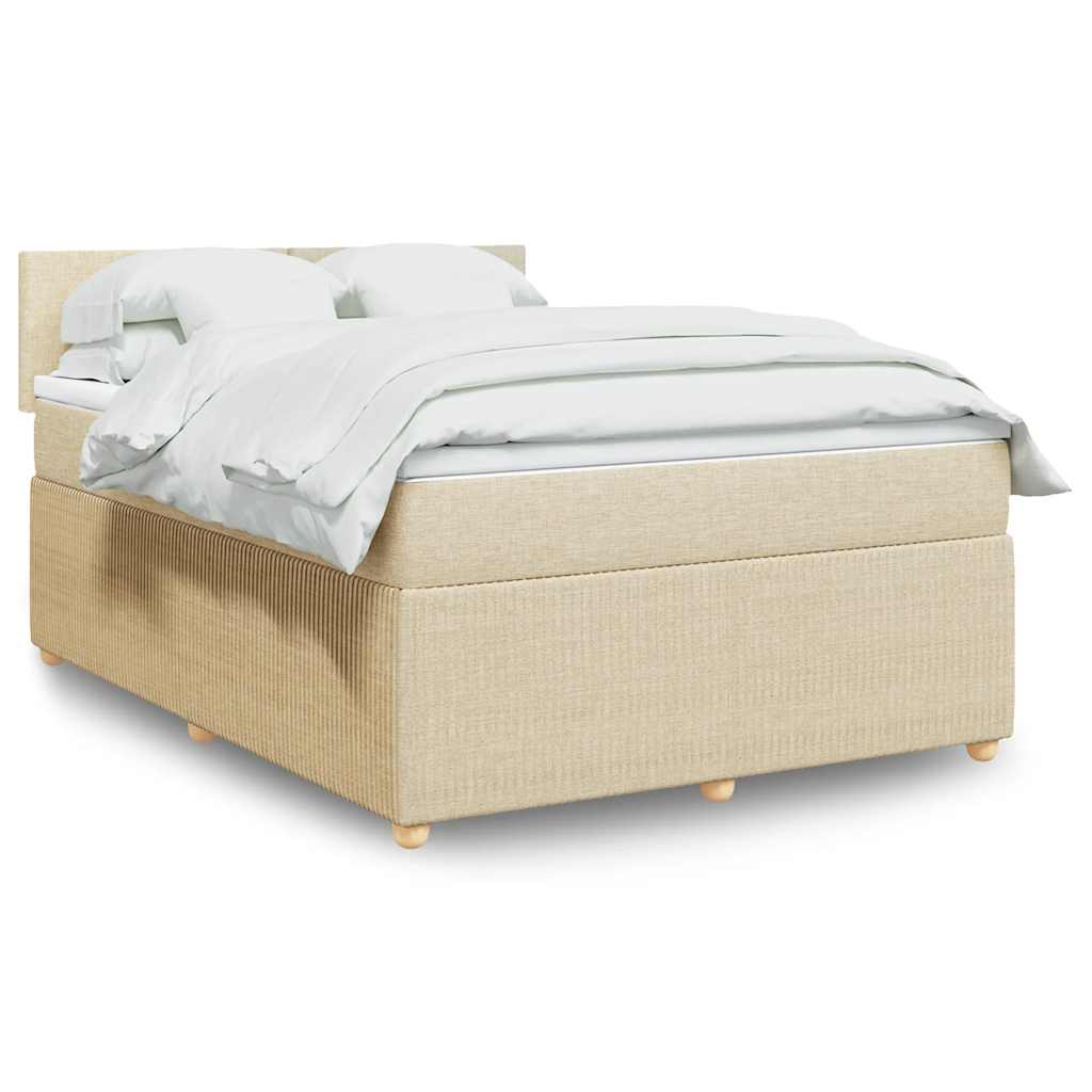 Krevet s oprugama i madracem krem 140 x 190 cm od tkanine