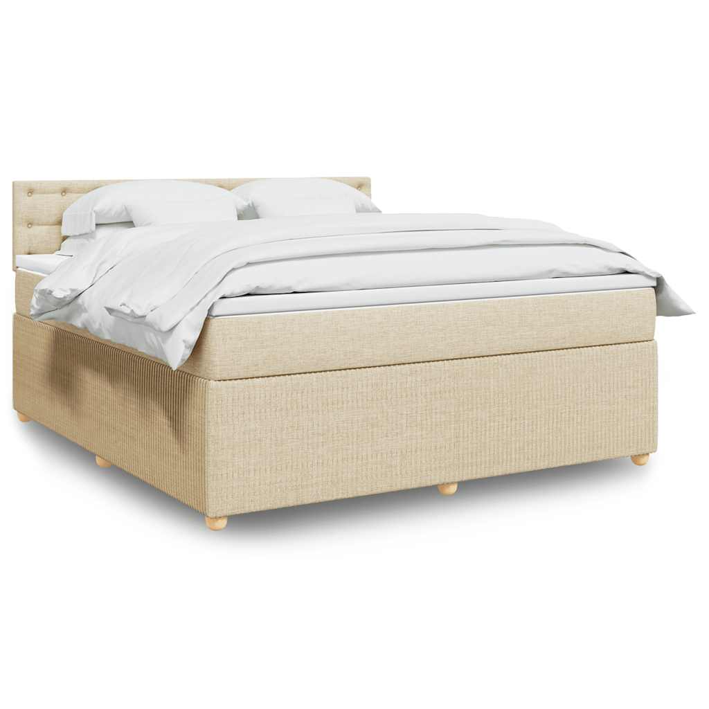 Krevet s oprugama i madracem krem 180x200 cm od tkanine