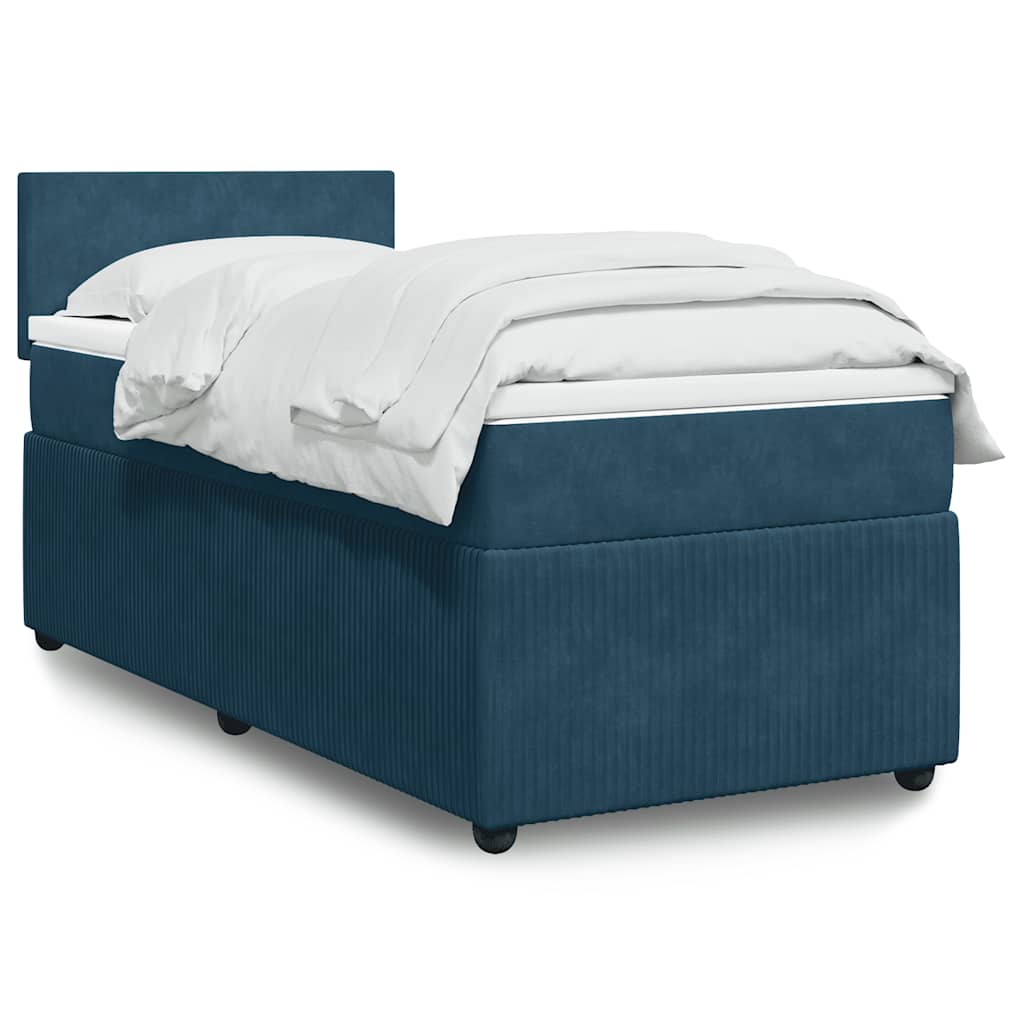 Box spring krevet s madracem plavi 80 x 200 cm baršunasti