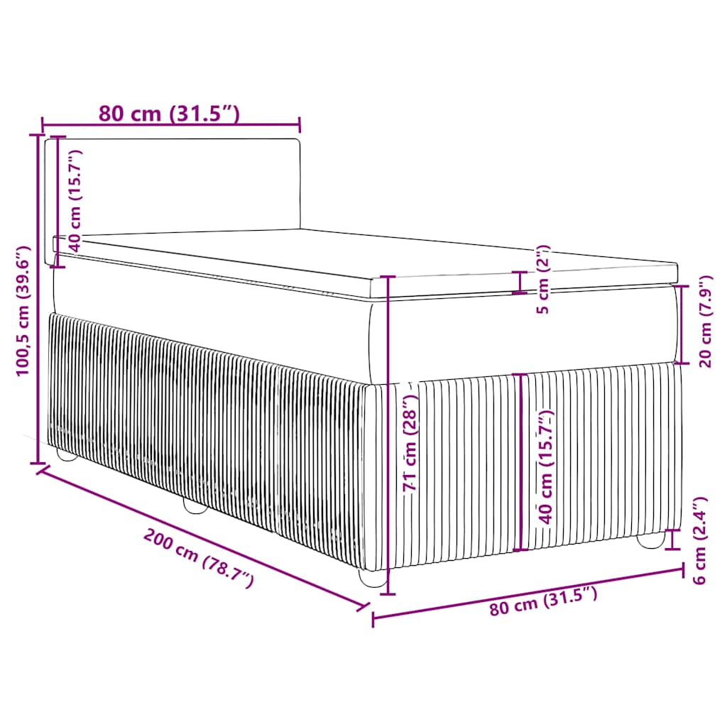 Box spring krevet s madracem plavi 80 x 200 cm baršunasti