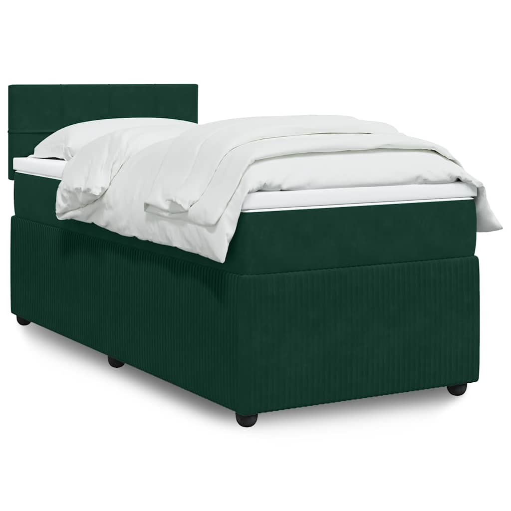 Box spring krevet s madracem tamnozeleni 80 x 200 cm baršunasti