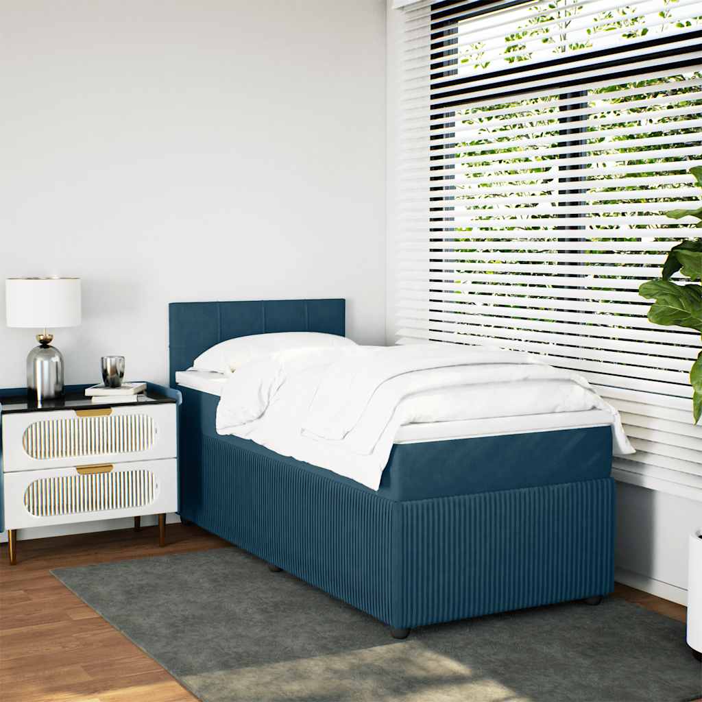 Box spring krevet s madracem plavi 80 x 200 cm baršunasti