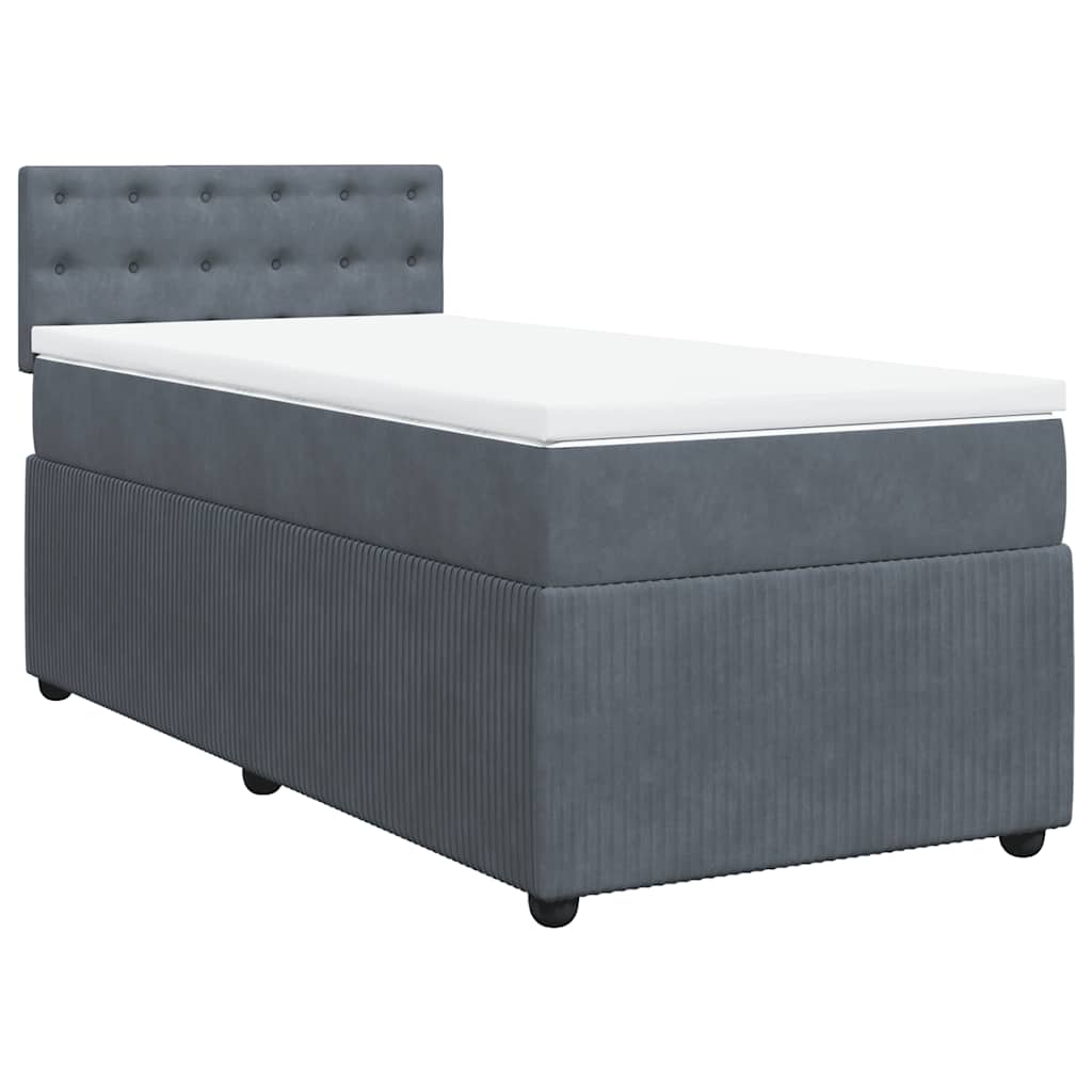 Box spring krevet s madracem tamnosivi 80 x 200 cm baršunasti