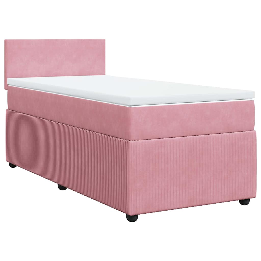 Box spring krevet s madracem ružičasti 90x190 cm baršunasti