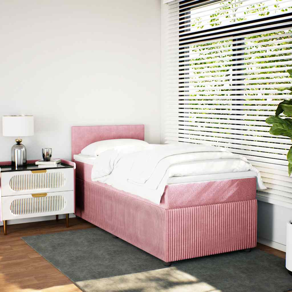 Box spring krevet s madracem ružičasti 90x190 cm baršunasti