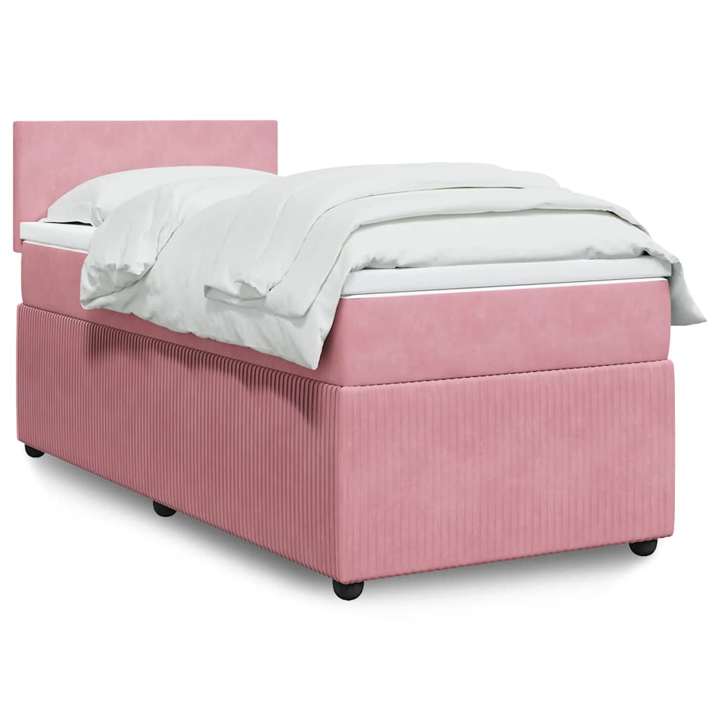 Box spring krevet s madracem ružičasti 90x190 cm baršunasti