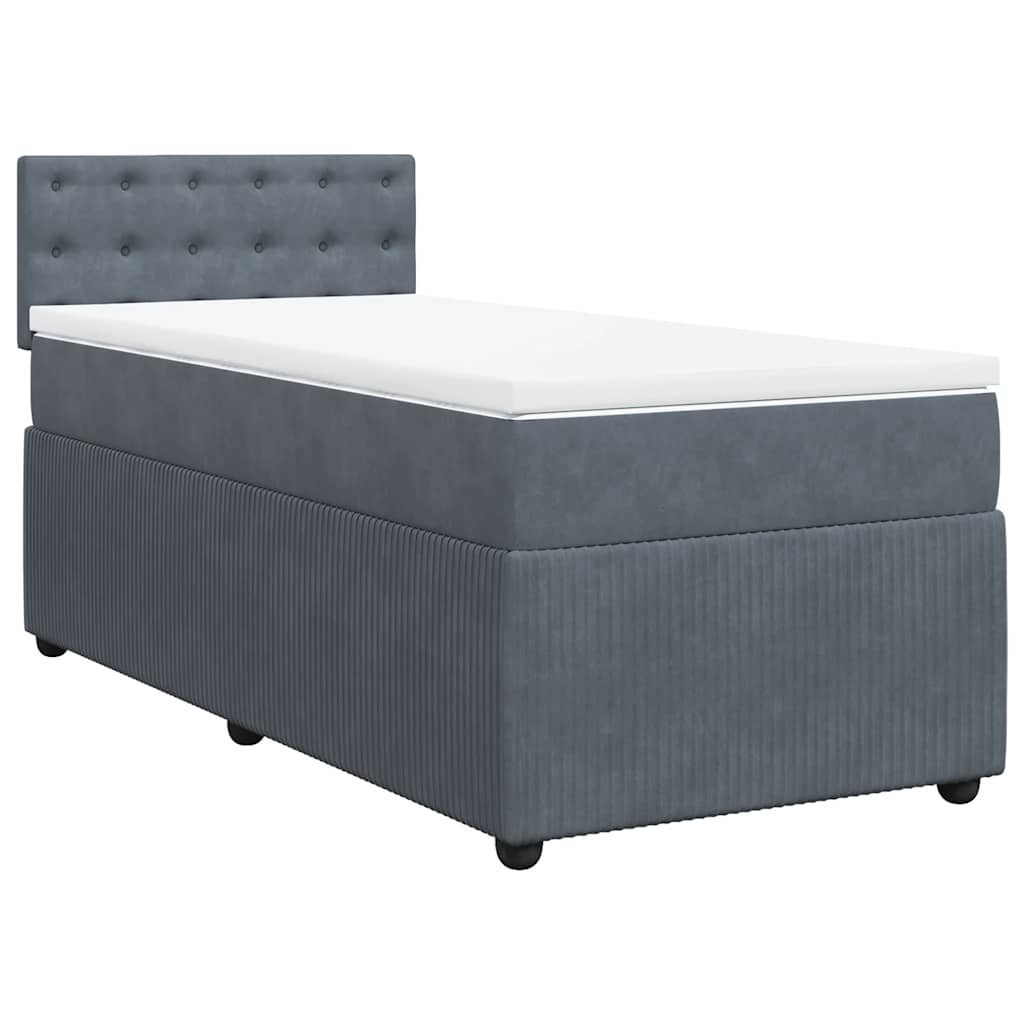 Box spring krevet s madracem tamnosivi 90x190 cm baršunasti