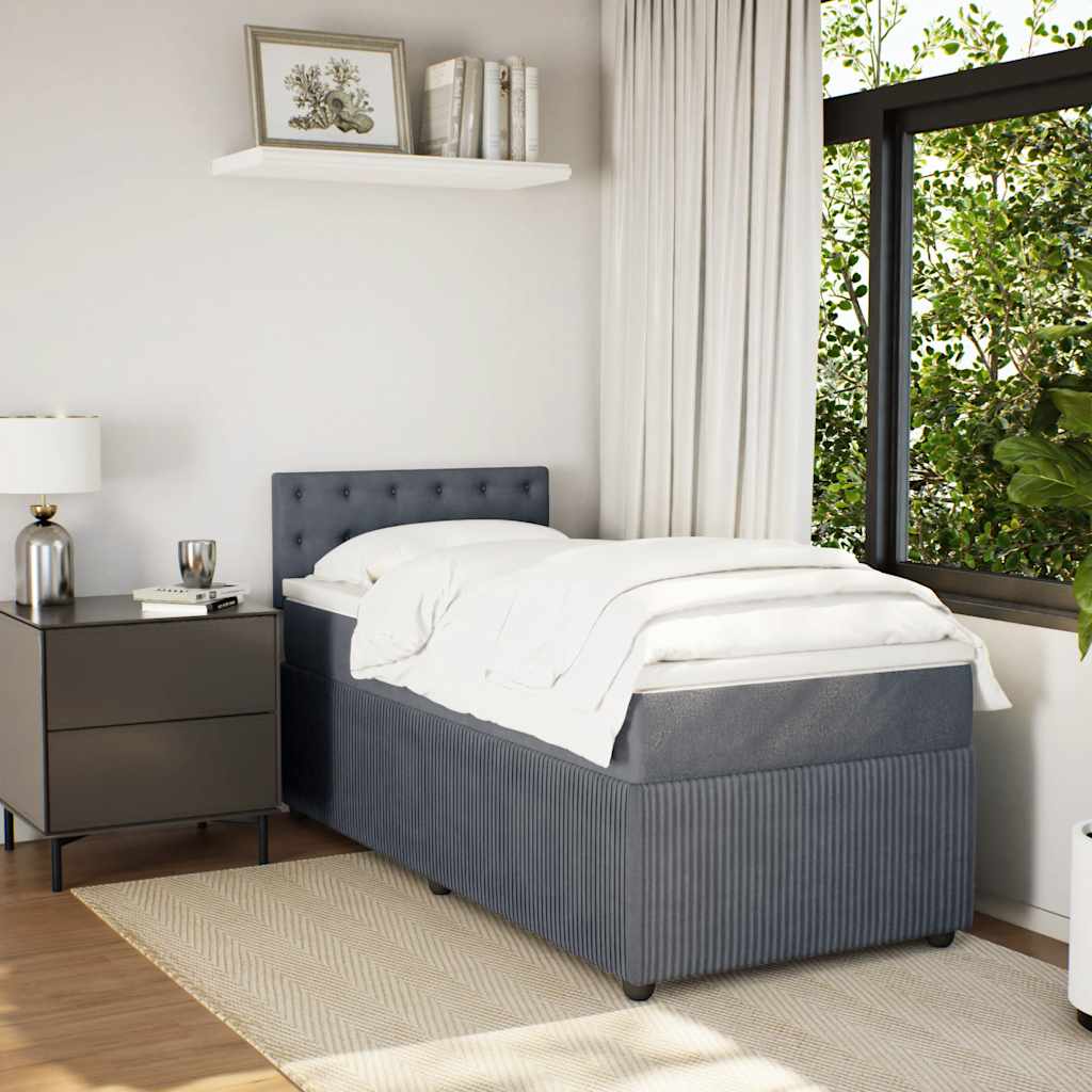 Box spring krevet s madracem tamnosivi 90x190 cm baršunasti