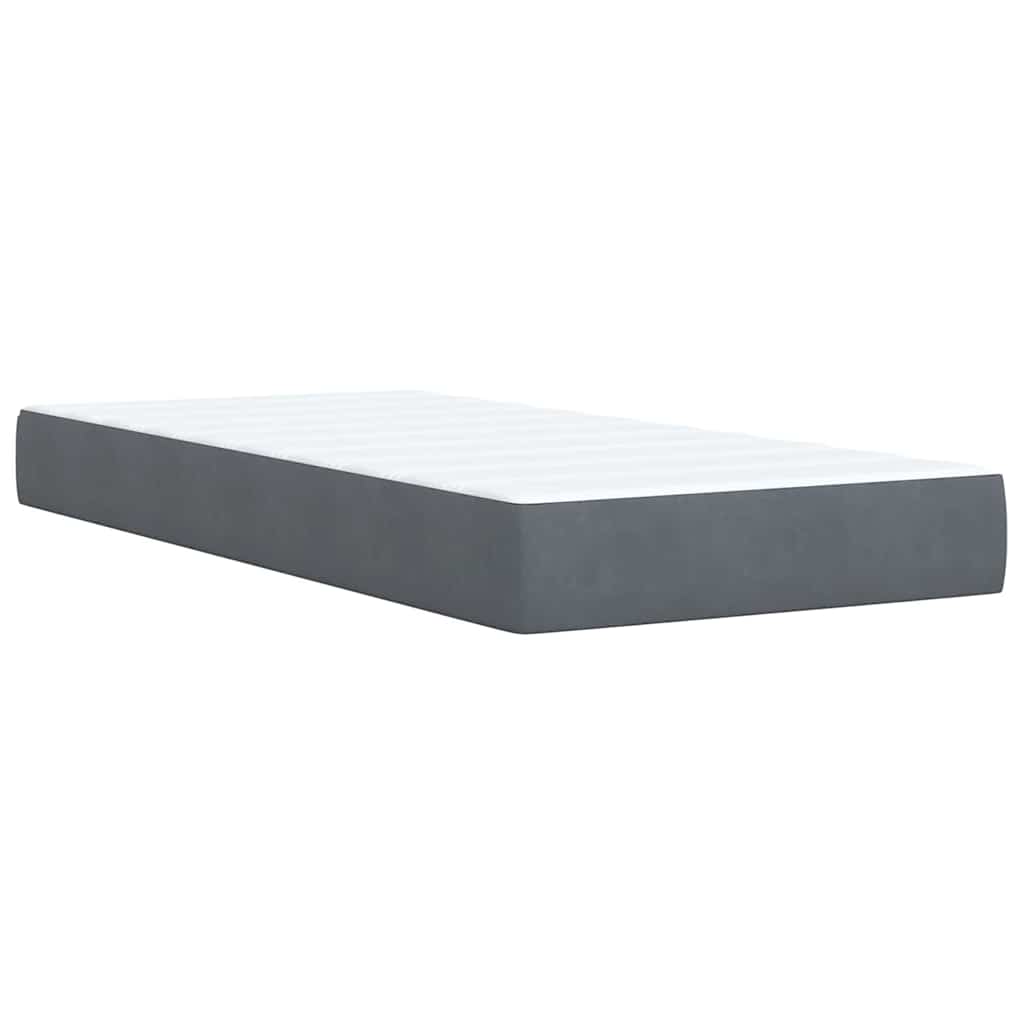 Box spring krevet s madracem tamnosivi 90x190 cm baršunasti