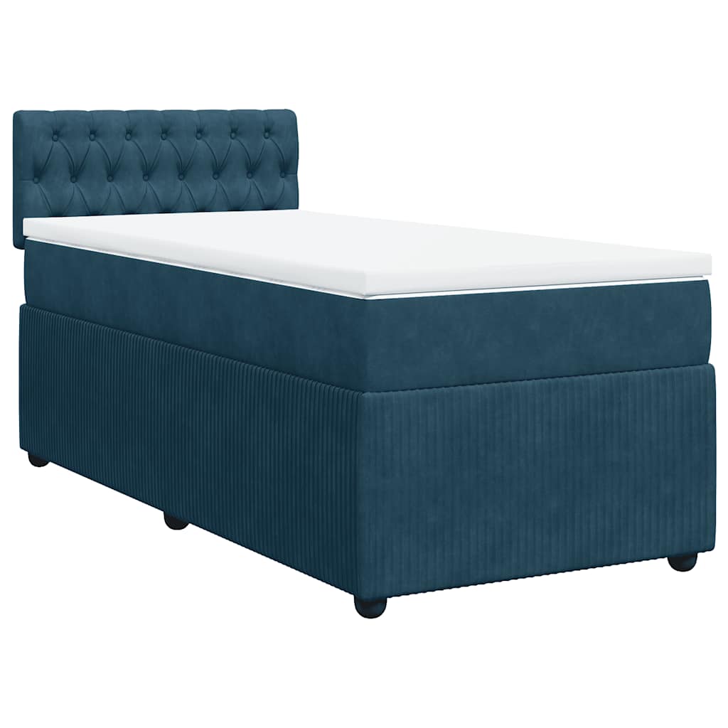 Box spring krevet s madracem plavi 90x190 cm baršunasti