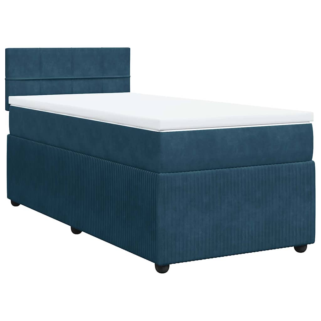 Box spring krevet s madracem plavi 90x190 cm baršunasti