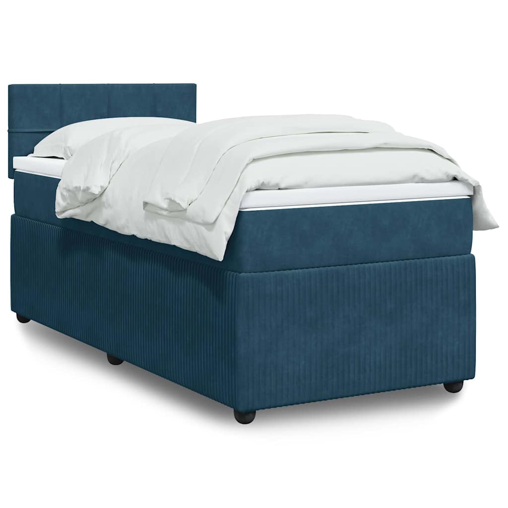 Box spring krevet s madracem plavi 90x190 cm baršunasti
