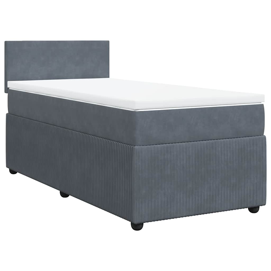 Box spring krevet s madracem tamnosivi 90x200 cm baršunasti