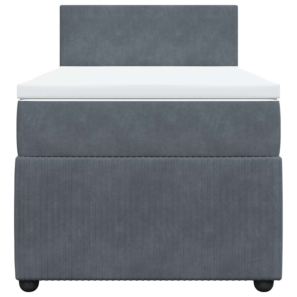 Box spring krevet s madracem tamnosivi 90x200 cm baršunasti