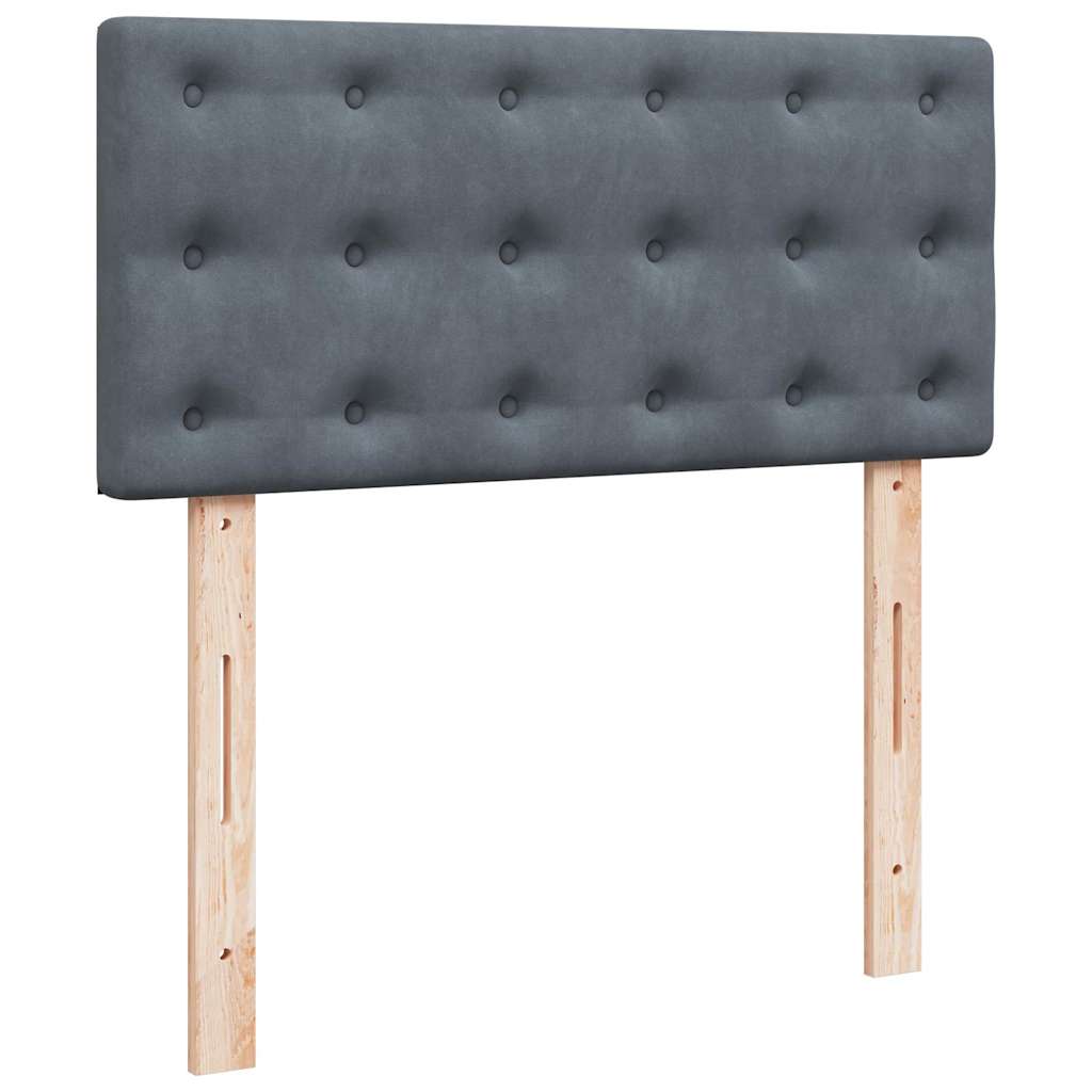 Box spring krevet s madracem tamnosivi 90x200 cm baršunasti