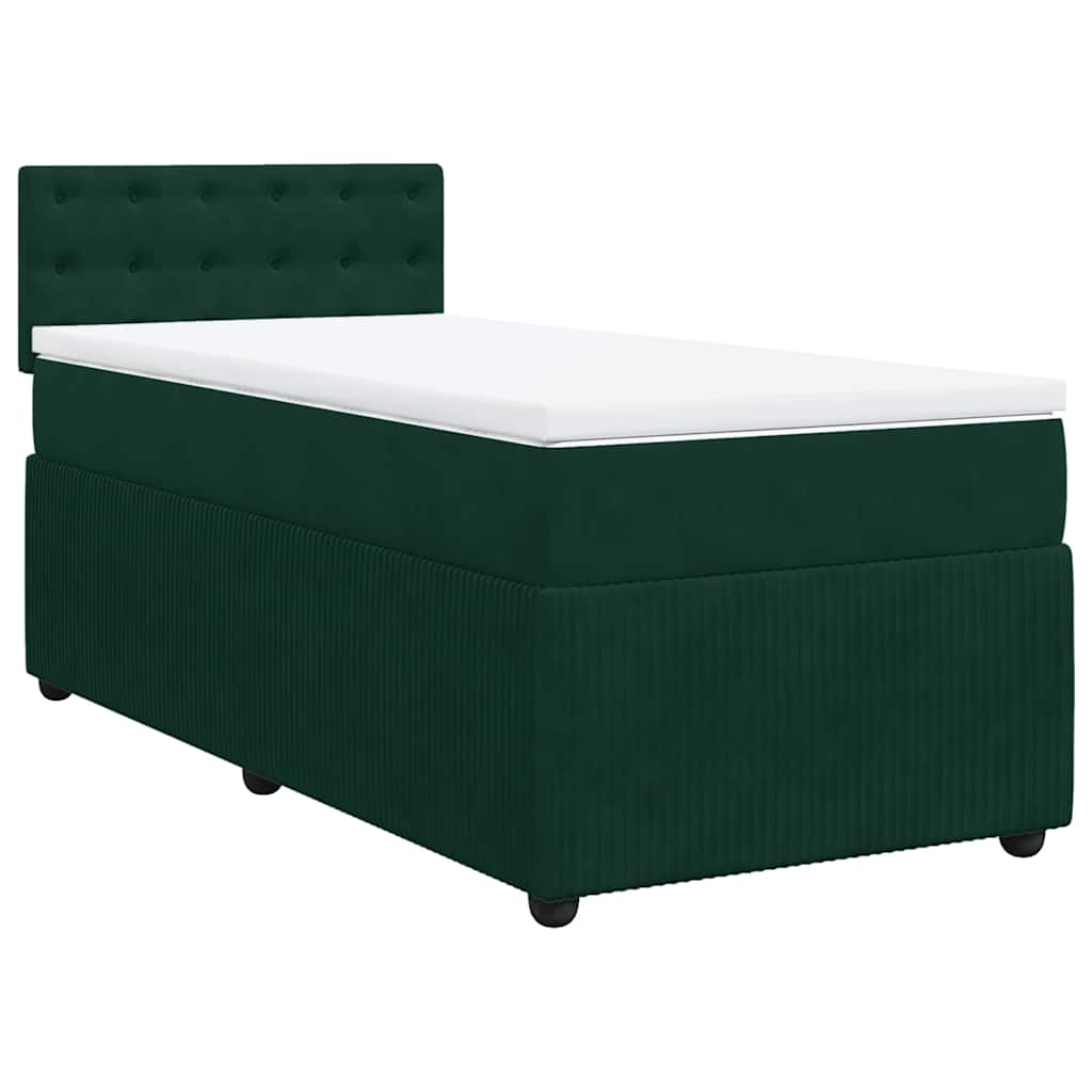 Box spring krevet s madracem tamnozeleni 90x200 cm baršunasti