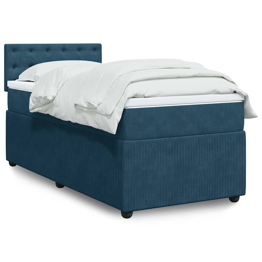 Box spring krevet s madracem plavi 90x200 cm baršunasti