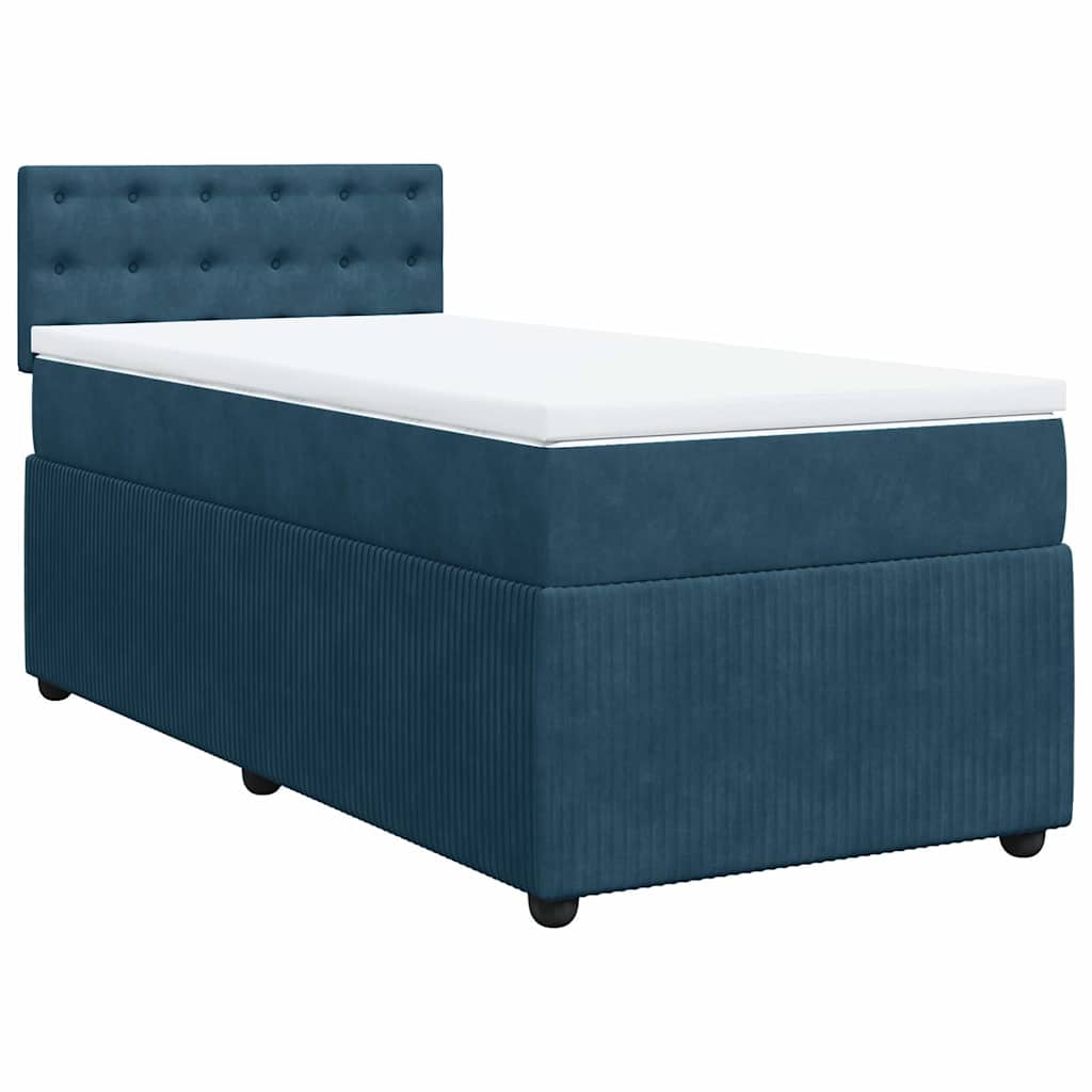 Box spring krevet s madracem plavi 90x200 cm baršunasti