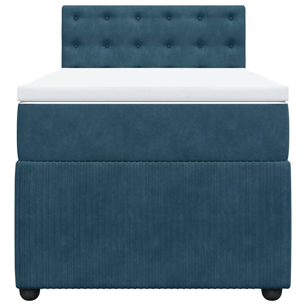Box spring krevet s madracem plavi 90x200 cm baršunasti