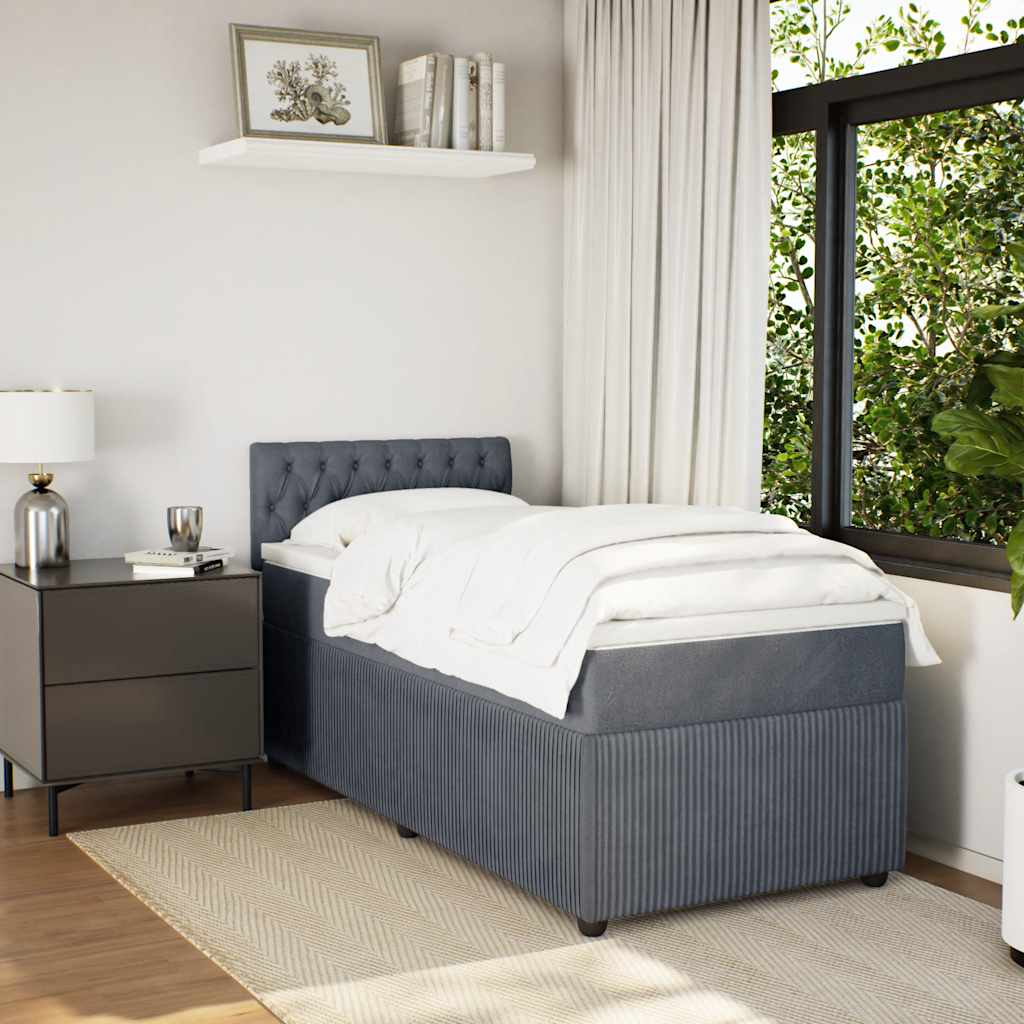 Box spring krevet s madracem tamnosivi 90x200 cm baršunasti
