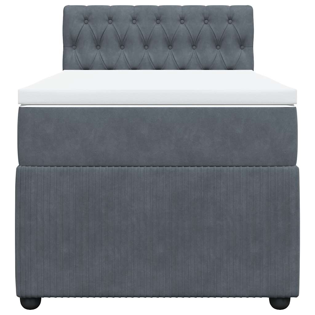 Box spring krevet s madracem tamnosivi 90x200 cm baršunasti