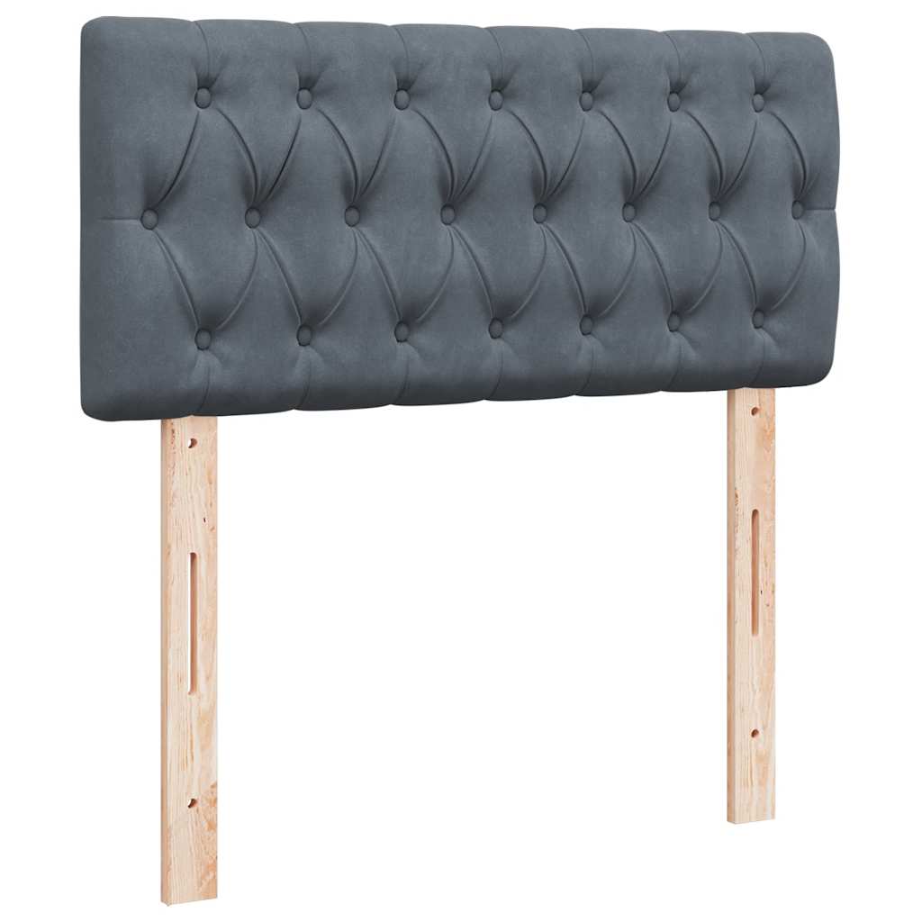 Box spring krevet s madracem tamnosivi 90x200 cm baršunasti