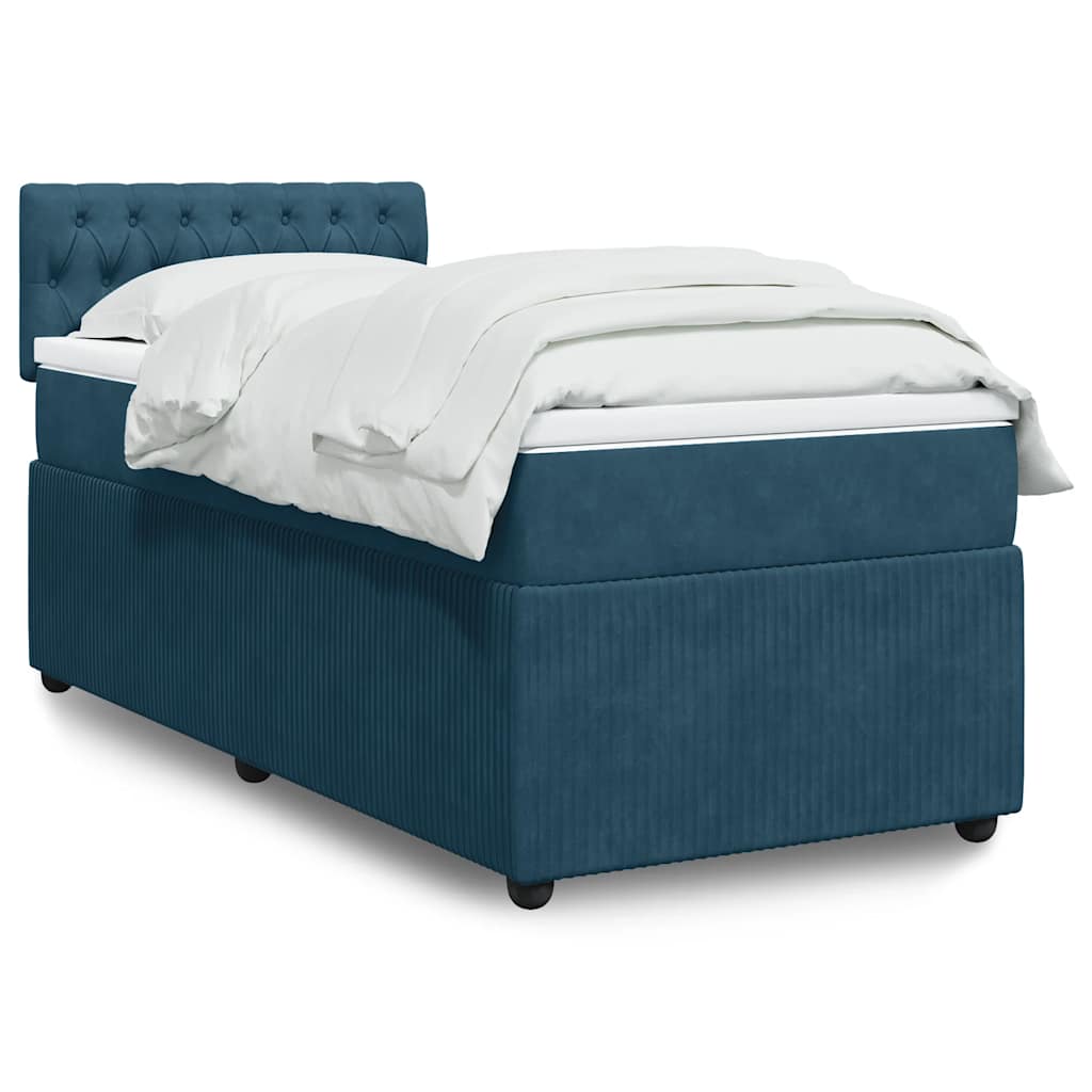 Box spring krevet s madracem plavi 90x200 cm baršunasti