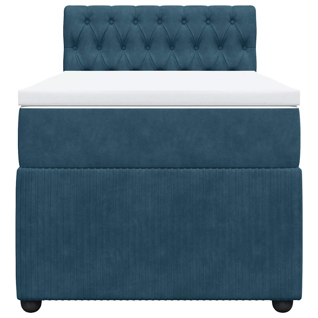 Box spring krevet s madracem plavi 90x200 cm baršunasti