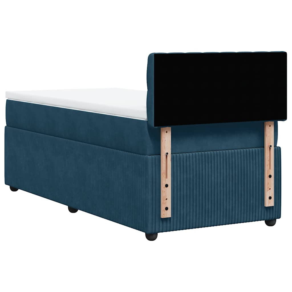 Box spring krevet s madracem plavi 90x200 cm baršunasti